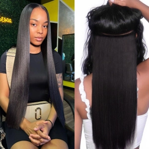 WOWANGEL Straight Classic Lace Weft Clip Ins Hair Extensions | USA Overnight Shipping