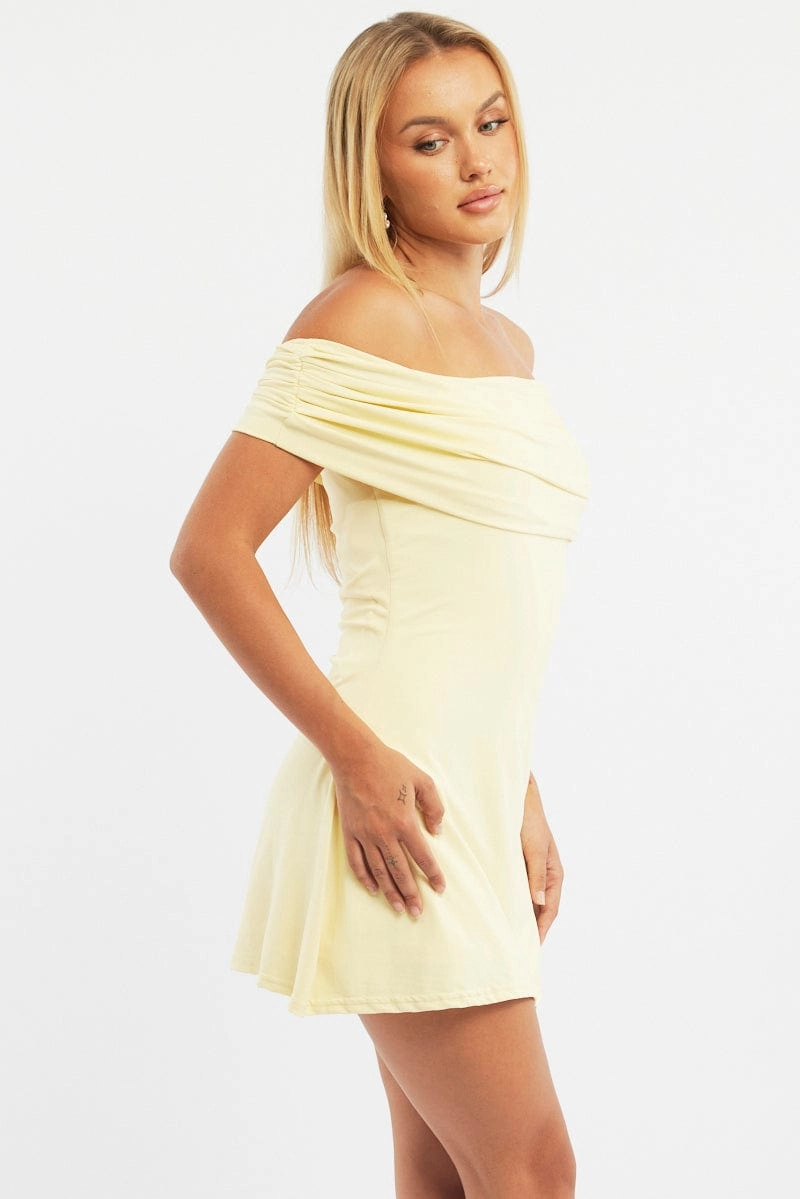 Yellow Asymmetric Mini Dress